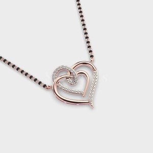 สร้อยเพชรรูปหัวใจและเพชรแบบสานที่เชื่อมต่อกันทันสมัยรูปกุหลาบชุบทองและเครื่องประดับรักงานแต่งงานสีเหลืองทอง - Product Image 1