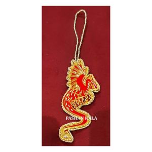 Adorno colgante de alta demanda, Material de tela de forma personalizada, bordado de Zari dorado y trabajo con cuentas, árbol de Navidad decorativo - Product Image 1