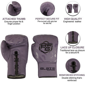 Gants de boxe en cuir pour entraînement quotidien Equipement à lacets pour MMA Muay Thai Kickboxing Sac de boxe Sparring - Product Image 6