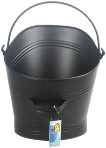 Seau à charbon de fer minimaliste avec un design noir uni et un corps en métal durable idéal pour une cheminée moderne ou rustique - Product Image 2