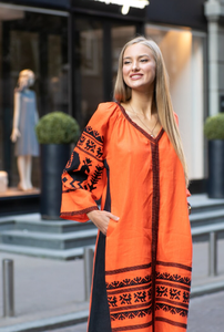 Robe en coton brodée à manches longues et col en v pour femme, vêtement de créateur, de luxe et modeste - Product Image 6