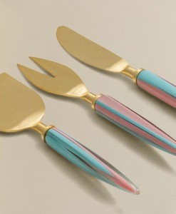 Handmade Stainless Steel Cheese Set with <b>Resin</b> Handle Gold Finished Decorative Knife <b>Table</b> <b>Top</b> Restaurant Use Cheap Cheese Tools - Product Image 2