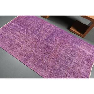 Alfombra Turca de 3.9x6.8 pies, Alfombra Marroquí Vintage Color Púrpura - Product Image 4
