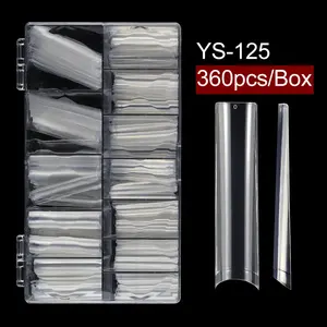 AILLSA ODM OEM 도매 엑스트라 롱 XXL 클리어 스퀘어 관 모양 네일 팁 No C 곡선 모양 젤 X 전체 하프 커버 네일 팁 - Product Image 4