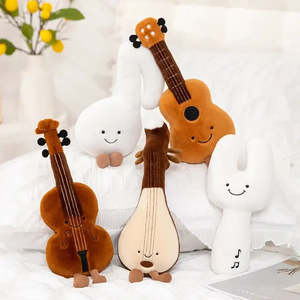 Guitarra de Peluche de 30 cm y Tambor de Mano, Juguete Musical Educativo con Funciones de Aprendizaje, Funciona con Pilas - Product Image 2