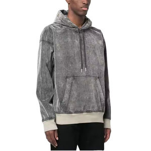 Alta calidad 100% algodón 350GSM lavado con ácido sudaderas con capucha bordado desgastado de gran tamaño logotipo personalizado impresión tendencia de moda - Product Image 6