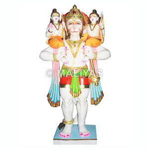 Marble Hanuman Ji Murti with Ram Laxman | Bajrangbali Idol for Home Temple | Maliyas - Product Image 1