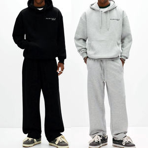 Ensemble de survêtement décontracté pour homme, pantalon droit, ensemble de sweat-shirt à capuche, 100% coton, sweat-shirt en molleton, ensemble de jogging, sweat-shirt en coton, survêtement en molleton - Product Image 2