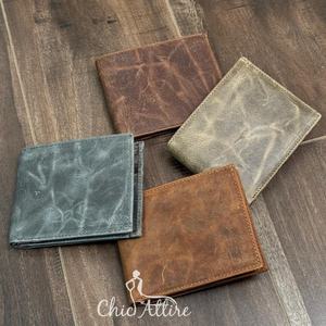 กระเป๋าสตางค์แบบบางทำจากหนังแท้ป้องกัน RFID ความจุมากกระเป๋าสตางค์ใส่บัตรกระเป๋าสตางค์แบบสั้นสำหรับผู้ชายบัตรประจำตัวเงินสด - Product Image 1