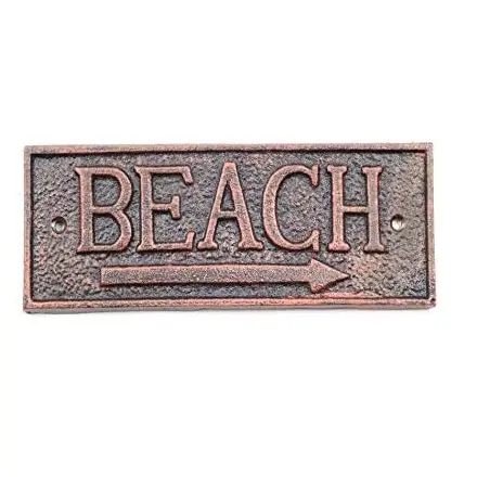 Rustic Copper Cast Iron Beach Sign 9" - Door Decor - Beach Theme Handmade By Adiba Home Decor