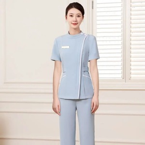 Scrubs Uniforms <b>Sets</b>, Stand Collar, Short Sleeve Medical 2 Piece Hospital Uniform Jacket Scrubs Uniforms <b>Doctor</b> Nursing Women - Product Image 4