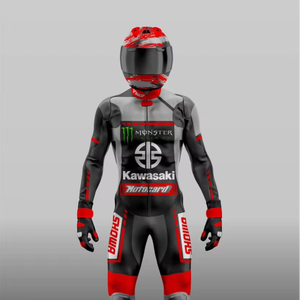 Traje de Carreras Ninja MotoCP Personalizado de 1 Pieza, Traje de Motociclismo de Cuero Vacuno/Canguro para Pista/Conducción, Traje para Motociclista con Protecciones CE de Nivel 2 - Product Image 1