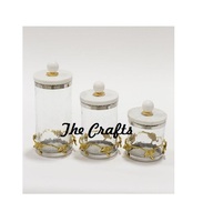 Bol à fruits secs et noix en verre avec base en métal, couvercle en bois, forme ronde, boîte de rangement, décorations en relief faites à la main, boîte cadeau décorative