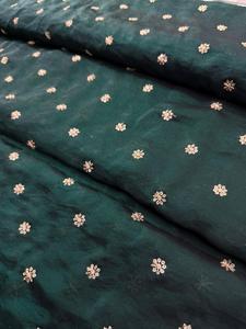 Space Silk Gold Jari Butti <b>Embroidery</b> Work Fabric for Bridal Lehengas Sarees Gowns Party Wear Designer Dress <b>Material</b> Wholesale - Product Image 2