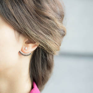 การออกแบบที่เรียบง่าย Marquise รูปร่างนิลหินแจ็คเก็ตหูตุรกีในแบบฉบับขายส่ง925เครื่องประดับเงินสเตอร์ลิง - Product Image 3