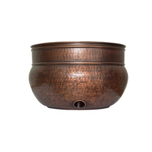 Bol de tuyau en métal fini martelé antique de grande taille pour l'arrosage des plantes de jardin domestique bol de tuyau d'arrosage en métal décoratif - Product Image 1