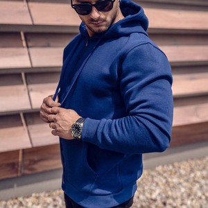 Sweat à capuche zippé de couleur unie pour hommes à manches longues Classic Winter Custom Drawstring Hoodies - Product Image 6