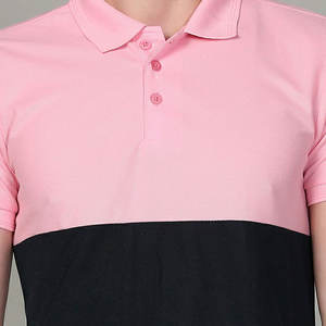 Men's Premium Streetwear Polo Shirt | <b>Pink</b> & Black Color-Block Design | Breathable Lightweight Casual Urban Lifestyle Basic <b>Top</b> - Product Image 6