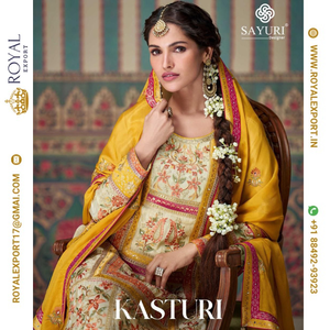 นำเสนอดีไซน์พิเศษผ้าไหมชิมเมอร์แท้ระดับพรีเมียมชุดสูทเย็บฟรีไซส์ผลิตโดย Royal Export gujarat - Product Image 2