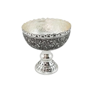 ชามมีสไตล์สำหรับเครื่องครัวบ้านโรงแรมร้านอาหารวันที่ผลไม้แห้งแฮนด์เมดสีเงินทรงกลมชามเสิร์ฟอุปกรณ์โรงแรม - Product Image 1