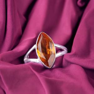 Anillo de Citrino Hecho a Mano, Plata de Ley 925, Chapado en Rodio, Regalo Elegante Vintage para Mujer, Diseño Boho - Product Image 2