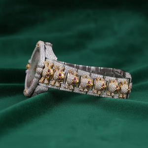 Montre pour homme de luxe Hip Hop, bracelet en cuir avec diamants, résistante à l'eau, cadran analogique en verre - Product Image 3