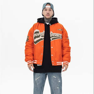 Blouson aviateur en toile respirante à col rond pour hommes avec logo personnalisé pour l'hiver Street Style - Product Image 1