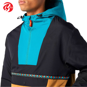 Chaqueta cortavientos con capucha y cuello levantado de lona Unisex invierno transpirable a prueba de viento estilo de calle alta - Product Image 4