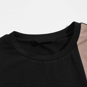 Camiseta de cuello redondo bloqueada de Color para hombre, camisetas personalizadas de alta calidad, ropa de calle, camiseta de soporte de moda - Product Image 3