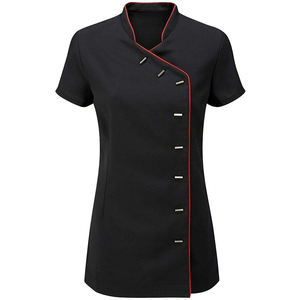 Uniforme de Trabajo Personalizado para Spa de Belleza y Peluquería, Blusa de Manga Corta con Diseño de Orquídea para Esteticistas y Masajistas - Product Image 3