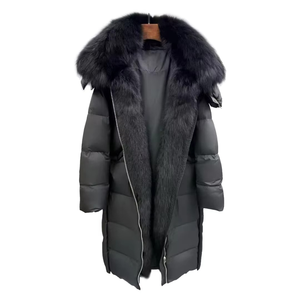 Veste d'hiver matelassée longue pour femme, parka à capuche, épaisse et chaude, service OEM avec logo - Product Image 3