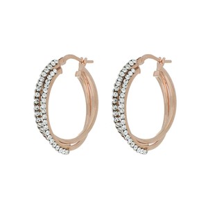 Boucles d'oreilles DelPia Dea Horta, tube externe 10 % or 18 carats sur tube en argent sterling 925, cristaux blancs et roses à l'intérieur, 20 mm - Product Image 1