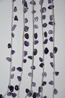 Chaîne de chapelet en amas plaqué argent avec perles de copeaux d'améthyste violette naturelle non taillée pour la fabrication de bijoux, bracelets et colliers