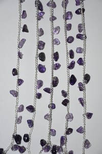 Natural Purple Amethyst Uncut Chips Beads Dangling chain. Silver Plated <b>Cluster</b> Rosary Chain. Rosary for Jewelry Bracelet Making - Product Image 5