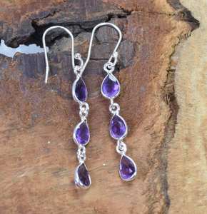 Pendientes de Plata de Ley con Amatista, Joyería Hecha a Mano, Elegantes Pendientes de Piedras Preciosas, Regalos para Mujer - Product Image 2