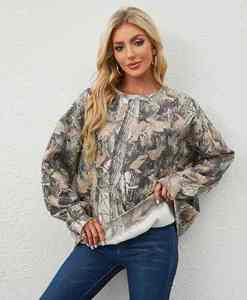 Sudadera de camuflaje con cuello redondo para mujer, jersey con estampado personalizado, ropa de calle con patrón de bosque - Product Image 3