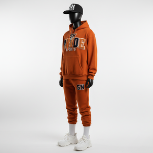 ชุดวอร์มผู้ชายแบบมีฮู้ด สีพื้น สองชิ้น สไตล์ลำลอง ปักลาย ระบายอากาศได้ดี ผ้าฝ้ายฟลีซ 100% สินค้าใหม่ขายส่ง รับผลิตตามแบบ - Product Image 4