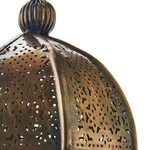 Portavelas de latón marroquí de metal y vidrio en forma de hexágono, linternas para decoración Bohemia Eid o decoraciones de Ramadán - Product Image 2