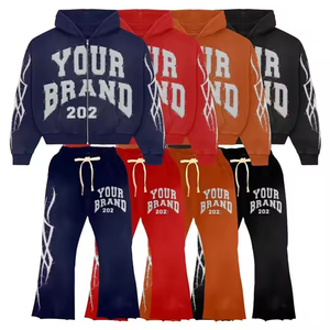 ชุดวอร์มแนวสตรีทวินเทจของผู้ชายชุดวิ่งออกกำลังกายพร้อมฮู้ดปักลาย - Product Image 2