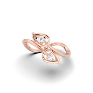 Bague élégante en argent avec feuille de Moissanite de 0.08 carats, E-F/VVS-VS, diamant taille ronde, serti de broches, faite pour elle - Product Image 6