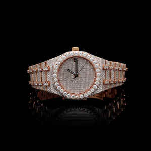 Excelente calidad Unisex Iced out Watch VVS Clarity Diamond Studded con movimiento de lujo ETA Banda de acero inoxidable de la India - Product Image 5