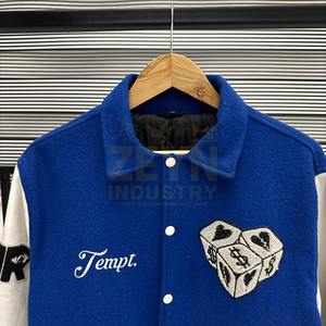 Veste universitaire Letterman à manches en cuir personnalisée pour hommes veste universitaire baseball OEM respirante en chenille au design vintage - Product Image 5