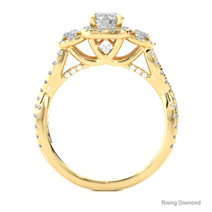 Anillo de compromiso de diamante cultivado en laboratorio de corte redondo de 0,5 quilates, anillo de diamante CVD de oro blanco de tres piedras, regalo de aniversario para ella - Product Image 6