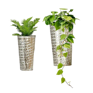 Soporte moderno de flores con acabado plateado, cubos ovalados para interiores y exteriores, soporte para macetas para decoración del hogar con macetas - Product Image 2