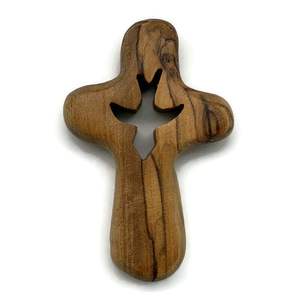 Croix de poche en bois massif peinte, croix de la Terre Sainte, cadeau religieux pour enfants et adultes, souvenirs d'église de Noël, Christ - Product Image 6