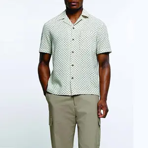 Mens Casual Button Down Shirts Short Sleeve Striped Summer Vintage Beach Vacation Shirt