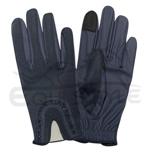 Guantes de equitación azules para mujer con pantalla táctil, guantes ecuestres con ribete brillante elegante, estilo moderno, guantes de equitación para mujer al por mayor - Product Image 1