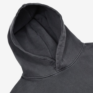 100% algodón 400 GSM peso pesado desgastado negro ácido lavado Sudadera con capucha en blanco para hombre Vintage invierno sudaderas con capucha - Product Image 2