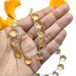 Citrine perles de pierres précieuses Briolette 8 pouces brin lâche à facettes novembre pierre de naissance pour la fabrication de bijoux à bricoler soi-même grossiste - Product Image 2