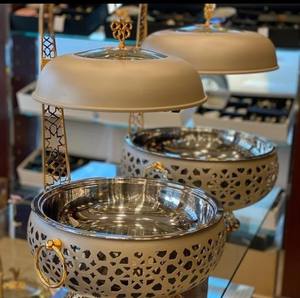 Plato de frotamiento lujoso y apto para fiestas en acero inoxidable, excelente para bodas, bufés, barbacoa y grandes eventos, vajilla - Product Image 6